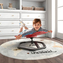 Red petal sensory swivel chair with non-slip metal base, promoting core strength and coordination for kids' play areas.