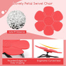 Red petal sensory swivel chair with ergonomic curved seat and non-slip metal base for kids' indoor and outdoor play.