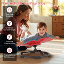 Kids petal sensory swivel chair in red with non-slip metal base, promoting core strength and coordination during play.