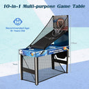 10-in-1 Multi-Game Table with Basketball and Archery – Blue