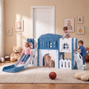 Kids L-Shaped Slide Playset with Basketball Hoop – Blue