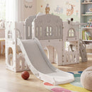 Kids L-Shaped Slide Playset with Basketball Hoop – White