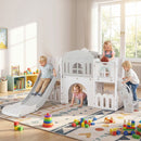 Kids L-Shaped Slide Playset with Basketball Hoop – White
