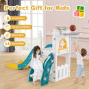 Compact L-Shaped Toddler Slide with Basketball Hoop – Yellow