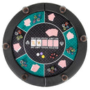 Folded six-player poker table top with carrying bag
