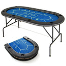 182 cm Folding Poker Table with Padded Rail – Blue