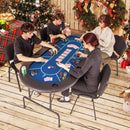 182 cm Folding Poker Table with Padded Rail – Blue