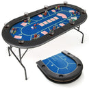 182 cm Folding Poker Table with Padded Rail – Blue