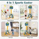 4-in-1 Kids Basketball and Sports Activity Set – Green and Yellow