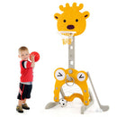 4-in-1 Kids Basketball and Sports Activity Set – Yellow and Grey