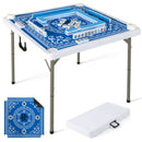 90 cm Folding Mahjong Table with Felt Mat – Blue