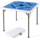 90 cm Folding Mahjong Table with Felt Mat – Blue