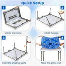 90 cm Folding Mahjong Table with Felt Mat – Blue