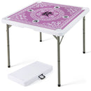 90 cm Folding Mahjong Table with Felt Mat – Pink
