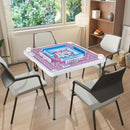90 cm Folding Mahjong Table with Felt Mat – Pink