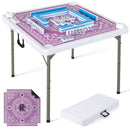 90 cm Folding Mahjong Table with Felt Mat – Pink