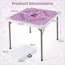 90 cm Folding Mahjong Table with Felt Mat – Pink