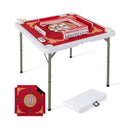90 cm Folding Mahjong Table with Felt Mat – Red