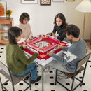 90 cm Folding Mahjong Table with Felt Mat – Red