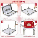 90 cm Folding Mahjong Table with Felt Mat – Red