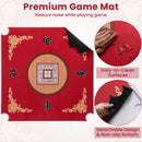 90 cm Folding Mahjong Table with Felt Mat – Red