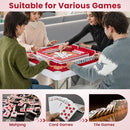 90 cm Folding Mahjong Table with Felt Mat – Red