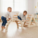 Kids Triangle Climber, Arch and Double-Sided Ladder Set – Coffee