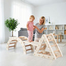 Kids Triangle Climber, Arch and Double-Sided Ladder Set – Coffee