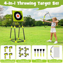 4-in-1 Kids Throwing Target and Archery Set – Green – Green, Black and Grey
