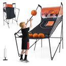 Folding Dual-Hoop Basketball Arcade with Eight Game Modes – Black and Orange