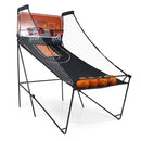 Folding Dual-Hoop Basketball Arcade with Eight Game Modes – Black and Orange