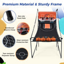Folding Dual-Hoop Basketball Arcade with Eight Game Modes – Black and Orange