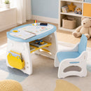 Height Adjustable Children Activity Table w/Graffiti Desktop, Storage, Markers & Eraser, Toddler Furniture Set