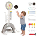 6-in-1 Kids Sports Centre with Adjustable Basketball Hoop – Grey