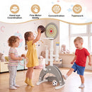 6-in-1 Kids Sports Centre with Adjustable Basketball Hoop – Grey