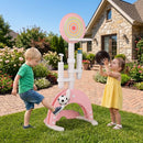 6-in-1 Kids Sports Centre with Adjustable Basketball Hoop – Pink