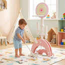 6-in-1 Kids Sports Centre with Adjustable Basketball Hoop – Pink