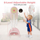 6-in-1 Kids Sports Centre with Adjustable Basketball Hoop – Pink