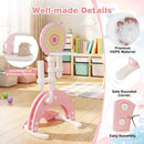 6-in-1 Kids Sports Centre with Adjustable Basketball Hoop – Pink