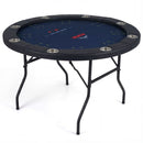 Eight-Player Folding Poker Table with Padded Rail – Blue
