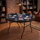 Eight-Player Folding Poker Table with Padded Rail – Blue