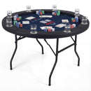 Eight-Player Folding Poker Table with Padded Rail – Blue