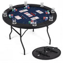 Eight-Player Folding Poker Table with Padded Rail – Blue