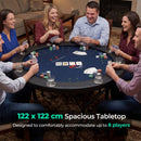 Eight-Player Folding Poker Table with Padded Rail – Blue