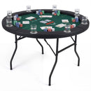 Eight-Player Folding Poker Table with Padded Rail – Green