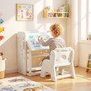 Kids Desk and Chair Set, Children Writing Desk with Side Bookshelves & Storage Baskets
