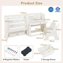 Kids Desk and Chair Set, Children Writing Desk with Side Bookshelves & Storage Baskets