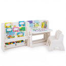 Kids Desk and Chair Set, Children Writing Desk with Side Bookshelves & Storage Baskets