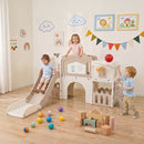 Toddler Slide Playset with Music Box and Drawing Board – Light Brown