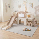 Toddler Slide Playset with Music Box and Drawing Board – Light Brown